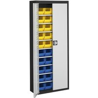 mauser HxWxD 1740 x 680 x 280 mm, two-colour, HxWxD 1740 x 680 x 280 mm, two-colour, black body, grey doors, 40 bins