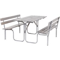desk and 2 benches, desk and 2 benches, length 1500 mm, grey
