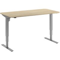 straight, rounded corners, straight, rounded corners, WxD 1600 x 800 mm, oak/silver