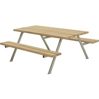 steel frame, hot dip galvanised, steel frame, hot dip galvanised, LxD 1770 x 1610 mm, softwood, brown, without backrest