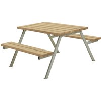 steel frame, hot dip galvanised, steel frame, hot dip galvanised, LxD 1180 x 1610 mm, softwood, brown, without backrest