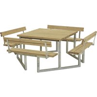 for 8 people, for 8 people, certified pine wood, ThermoWood, brown, with backrest