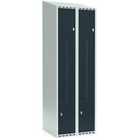 2 compartments, 2 compartments, light grey / grey, W 600 mm, 2 compartments, sloping roof shape, padlock