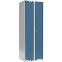 2 compartments, 2 compartments, light grey / brilliant blue, W 600 mm, flat roof shape, cylinder lock