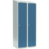2 compartments, 2 compartments, light grey / brilliant blue, W 800 mm, sloping roof shape, padlock
