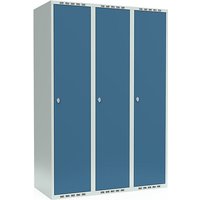 3 compartments, 3 compartments, light grey / brilliant blue, W 1200 mm, flat roof shape, padlock