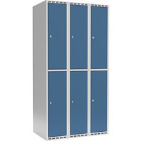3 compartments, 3 compartments, light grey / brilliant blue, W 900 mm, 3 compartments, flat roof shape, cylinder lock
