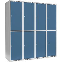 4 compartments, 4 compartments, light grey / brilliant blue, W 1200 mm, 4 compartments, flat roof shape, cylinder lock