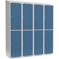 4 compartments, 4 compartments, light grey / brilliant blue, W 1200 mm, 4 compartments, sloping roof shape, cylinder lock