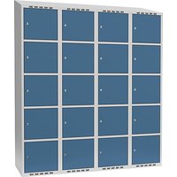 4 compartments, 4 compartments, light grey / brilliant blue, W 1200 mm, 4 compartments, sloping roof shape, cylinder lock