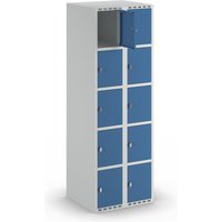 2 compartments, 2 compartments, light grey / brilliant blue, W 600 mm, 2 compartments, flat roof shape, padlock