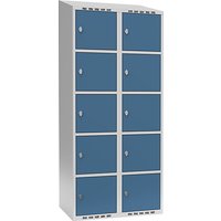 2 compartments, 2 compartments, light grey / brilliant blue, W 800 mm, 2 compartments, sloping roof shape, padlock