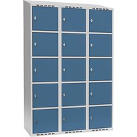 3 compartments, 3 compartments, light grey / brilliant blue, W 1200 mm, 3 compartments, sloping roof shape, padlock
