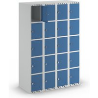4 compartments, 4 compartments, light grey / brilliant blue, W 1200 mm, 4 compartments, flat roof shape, padlock