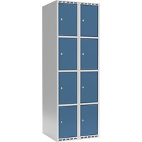 2 compartments, 2 compartments, light grey / brilliant blue, W 600 mm, 2 compartments, flat roof shape, cylinder lock