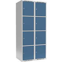 2 compartments, 2 compartments, light grey / brilliant blue, W 800 mm, 2 compartments, flat roof shape, cylinder lock
