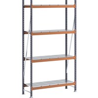 max. bay load 1600 kg, with steel sheet shelves, max. bay load 1600 kg, with steel sheet shelves, HxWxD 2500 x 1400 x 500 mm, standard shelf unit
