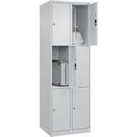 C+P 2 compartments, 2 compartments, light grey, W 600 mm, 6 compartments, with floor glides