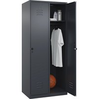 C+P 2 compartments, 2 compartments, grey, W 800 mm, with floor glides, rotary bolt