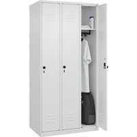 C+P 3 compartments, 3 compartments, traffic white, W 900 mm, with floor glides, rotary bolt
