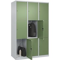 C+P 3 compartments, 3 compartments, light grey/reseda green, W 1200 mm, 9 compartments, with floor glides