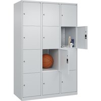 C+P 3 compartments, 3 compartments, light grey, W 1200 mm, 12 compartments, with floor glides