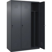 C+P 3 compartments, partition, short model, 3 compartments, partition, short model, grey, W 1200 mm, with floor glides, rotary bolt, centre partition
