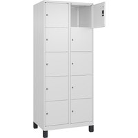 C+P 2 compartments, 2 compartments, traffic white, W 800 mm, 10 compartments, with feet