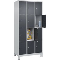 C+P 3 compartments, 3 compartments, light grey/grey, W 900 mm, 12 compartments, with feet