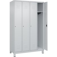 C+P 4 compartments, 4 compartments, light grey, W 1200 mm, with feet, cylinder lock