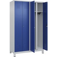 2 compartments, 2 compartments, light /gentian , HxW 1950 x , with feet, cylinder lock