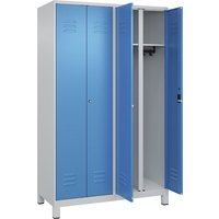C+P 2 compartments, 2 compartments, light grey/light blue, HxW 1950 x 1200 mm, with feet, cylinder lock