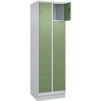 C+P 2 compartments, 2 compartments, light grey/reseda green, W 600 mm, 10 compartments, with base plinth