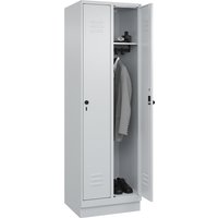 C+P 2 compartments, 2 compartments, light grey, W 600 mm, with base plinth, rotary bolt