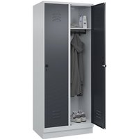 C+P 2 compartments, 2 compartments, light grey/grey, W 800 mm, with base plinth, rotary bolt