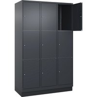 C+P 3 compartments, 3 compartments, grey, W 1200 mm, 9 compartments, with base plinth