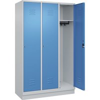 C+P 3 compartments, 3 compartments, light grey/light blue, W 1200 mm, with base plinth, cylinder lock