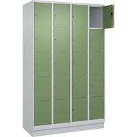 C+P 4 compartments, 4 compartments, light grey/reseda green, W 1200 mm, 20 compartments, with base plinth