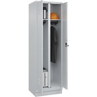 C+P 1 compartment, 1 compartment, light grey, HxW 1950 x 600 mm, with base plinth, rotary bolt