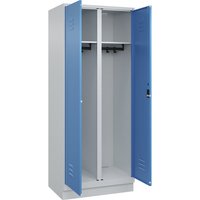 C+P 1 compartment, 1 compartment, light grey/light blue, HxW 1950 x 800 mm, with base plinth, cylinder lock