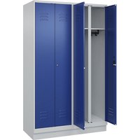 2 compartments, 2 compartments, light /gentian , HxW 1950 x , with base plinth, cylinder lock