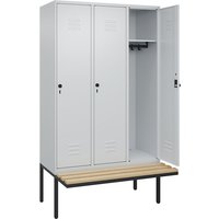 C+P 3 compartments, 3 compartments, light grey, W 1200 mm, security rotary bolt, cantilevered, beech hardwood