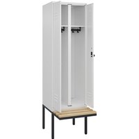 C+P 1 compartment, 1 compartment, traffic white, W 600 mm, security rotary bolt, cantilevered, beech hardwood