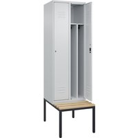 C+P 2 compartments, partition, short model, 2 compartments, partition, short model, light grey, W 600 mm, cylinder lock, base frame, beech hardwood
