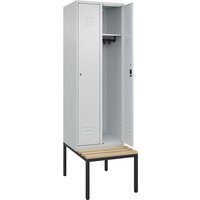 C+P 2 compartments, 2 compartments, light grey, W 600 mm, cylinder lock, base frame, beech hardwood