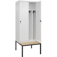 C+P 2 compartments, partition, short model, 2 compartments, partition, short model, traffic white, W 800 mm, security rotary bolt, base frame, beech hardwood