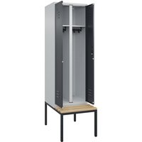 C+P 1 compartment, 1 compartment, light grey/grey, W 600 mm, cylinder lock, base frame, beech hardwood