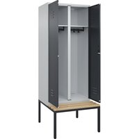 C+P 1 compartment, 1 compartment, light grey/grey, W 800 mm, cylinder lock, base frame, beech hardwood