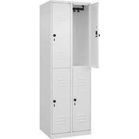 C+P 2 compartments, 2 compartments, traffic white, HxW 1850 x 600 mm, with floor glides, rotary bolt