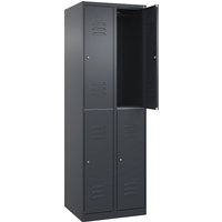 C+P 2 compartments, 2 compartments, grey, HxW 1850 x 600 mm, with floor glides, cylinder lock